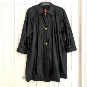 Vintage Venezia Vitale 100% Leather Jacket Coat Lined Black Womens Size 14/16